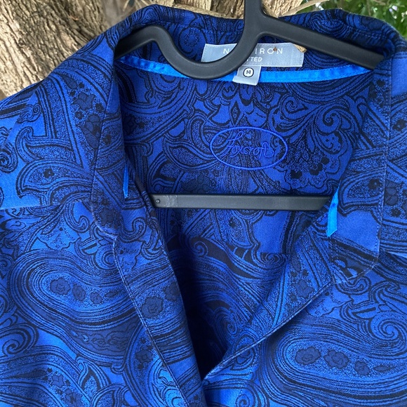 Formal Blue Paisley Shirt by Foxcroft - Picture 7 of 7